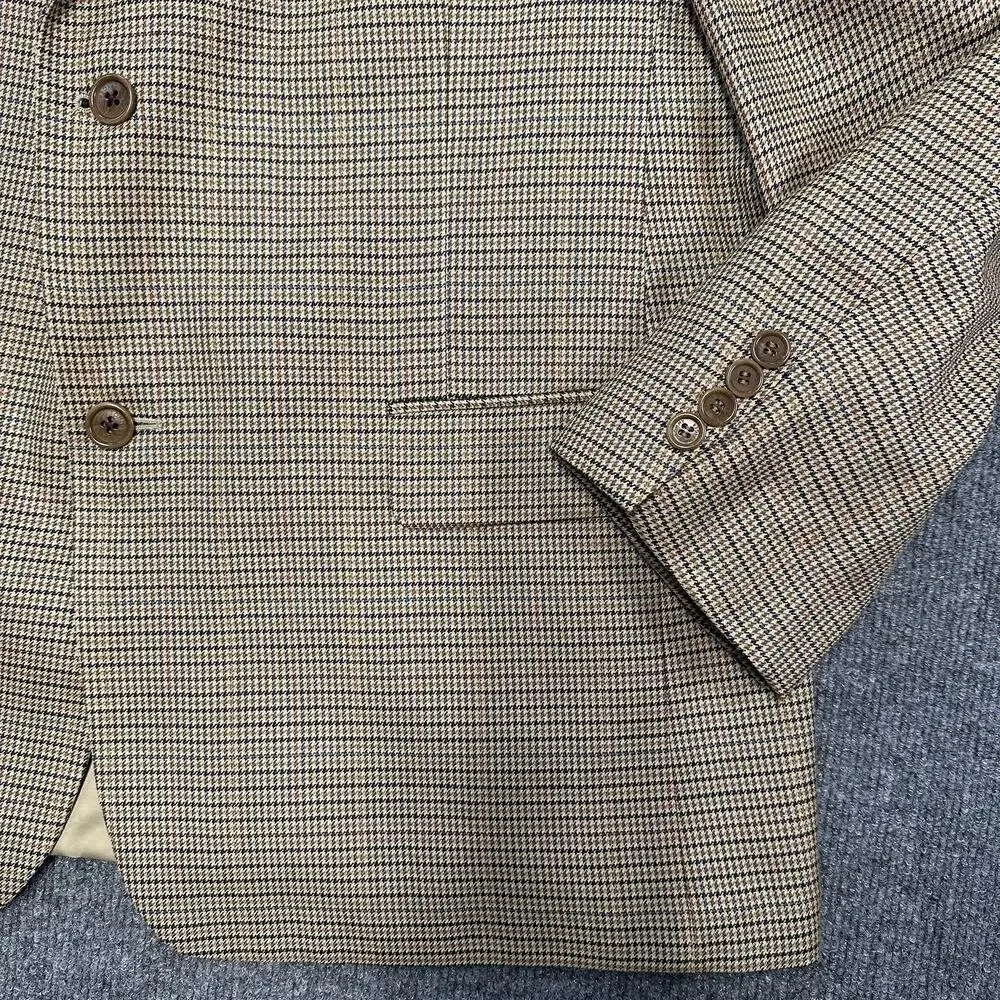 Tommy Hilfiger Mens Silk Wool Sport Coat Houndstooth Preppy Old Money Blazer 42L